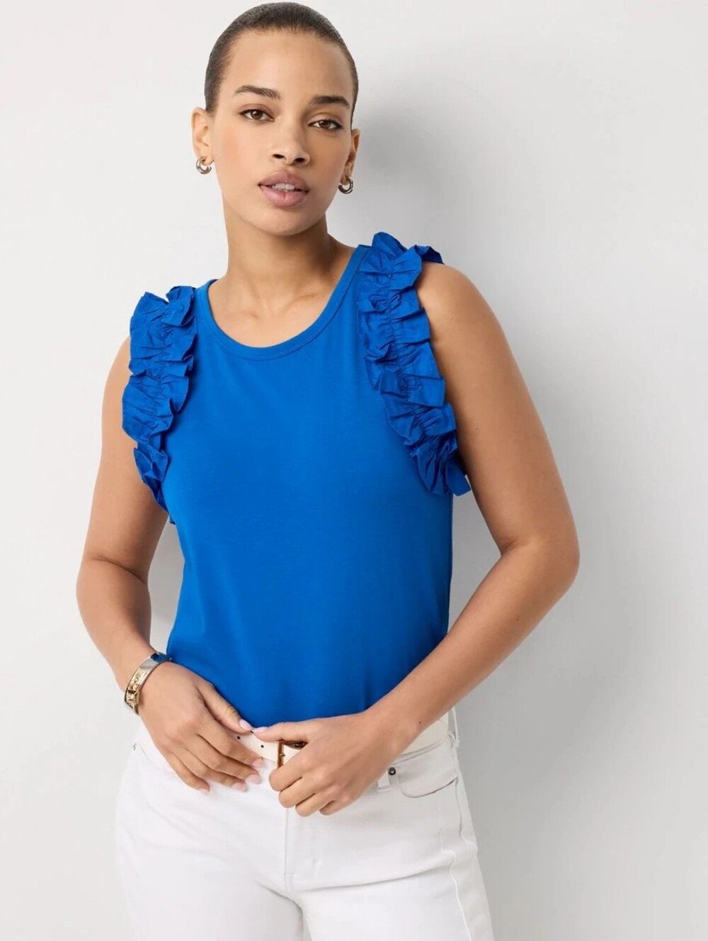 WHBM | Ruffle Trim Tank Color: nautical blue